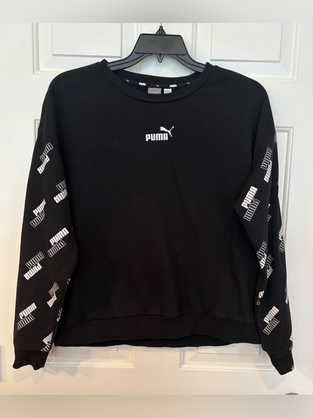 Puma AOP All Over Print Logo Black Sweatshirt Adult Unisex Size Large